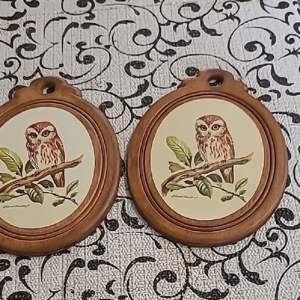 Leland Brewsbaugh Wooden Owl Wall Plaques